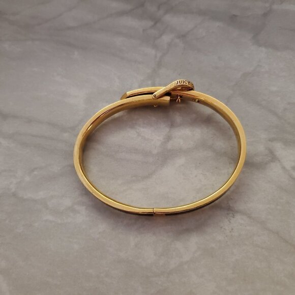 🐴 Juicy Couture Black Gold Enamel Belt Buckle Equestrian Bangle Bracelet 🐴 - Picture 8 of 10